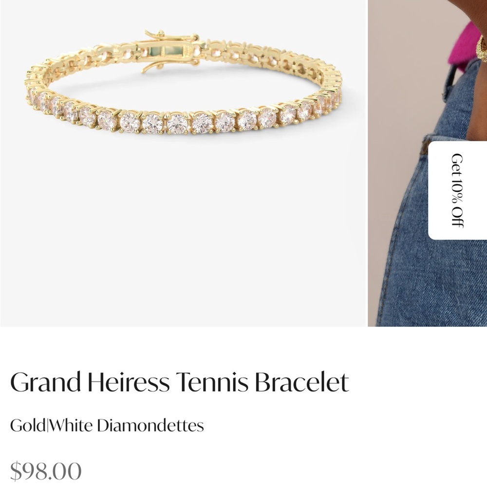 Gold and White Tennis Bracelet